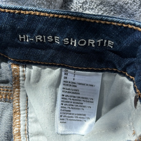 American Eagle Outfitters Super Stretch Hi-Rise Shortie AEO Denim Jean Shorts 2 - Picture 1 of 16